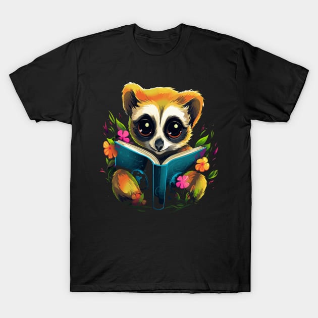 Slow Loris Reads Book T-Shirt by JH Mart